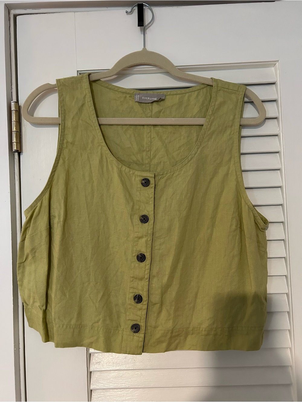 Everlane Button-Front Linen Crop Tank